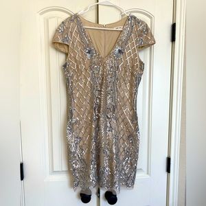 Beautiful Silver sequence detailed NYE dress